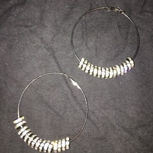 Blingy Hoops Silver & Black